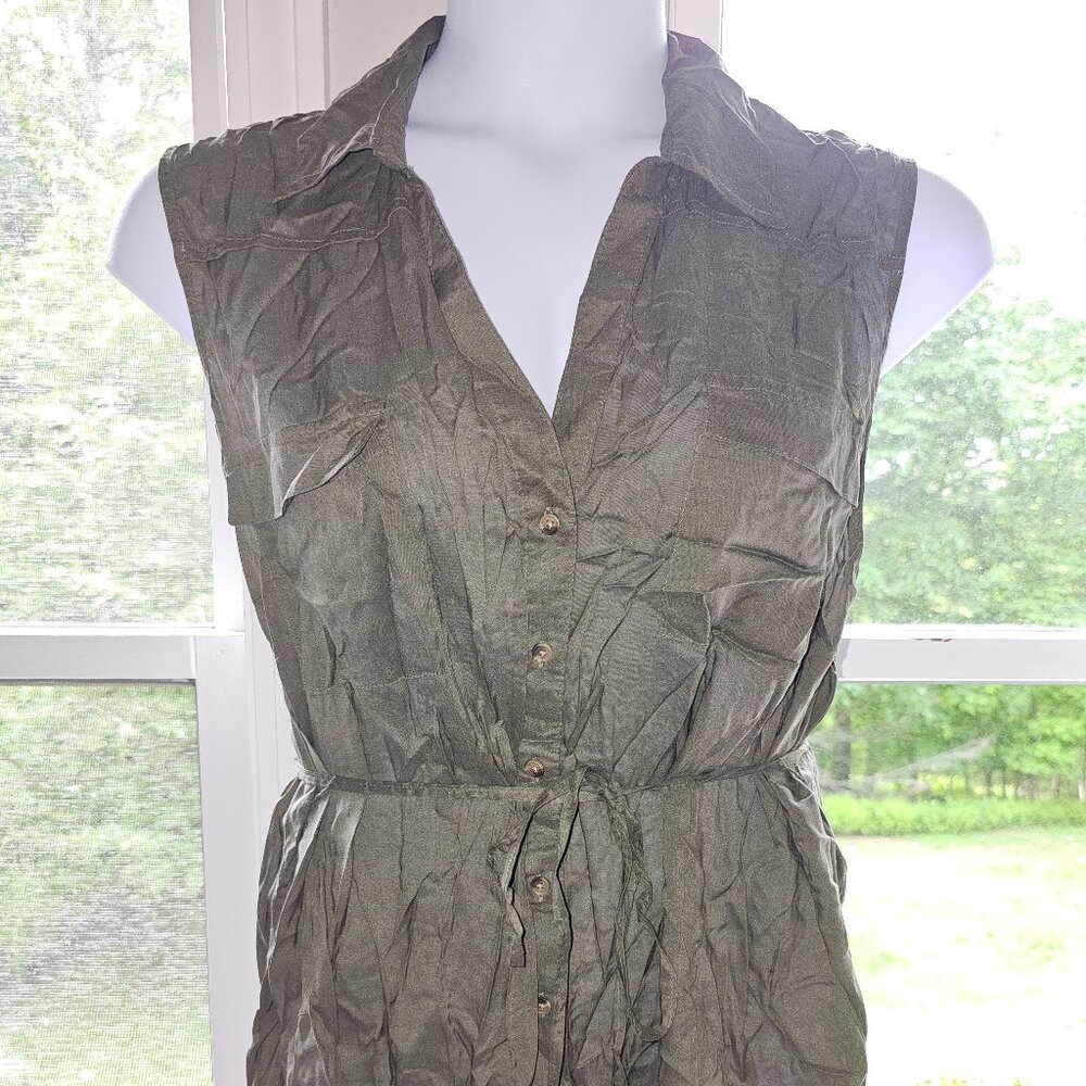 Olive Green Sleeveless Button Down Tunic Liz Lange Maternity